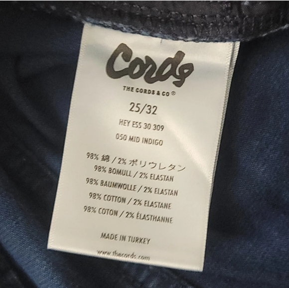 The Cords & Co "Hey" Corduroy Low Rise Skinny Pants 25 x 32 Raw Indigo - Picture 7 of 11